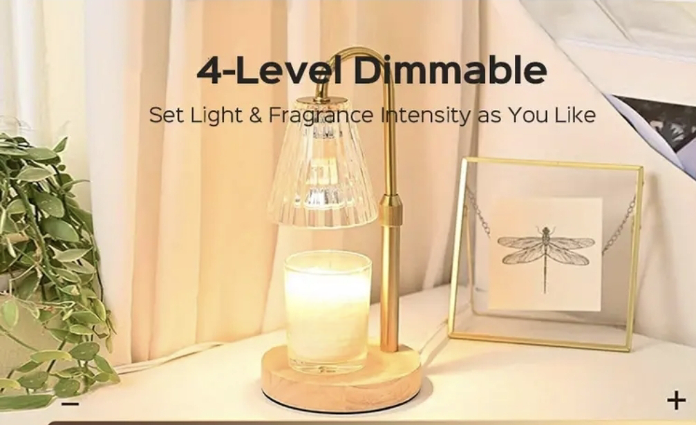Gold Amber Glass Candle Warmer Lamp