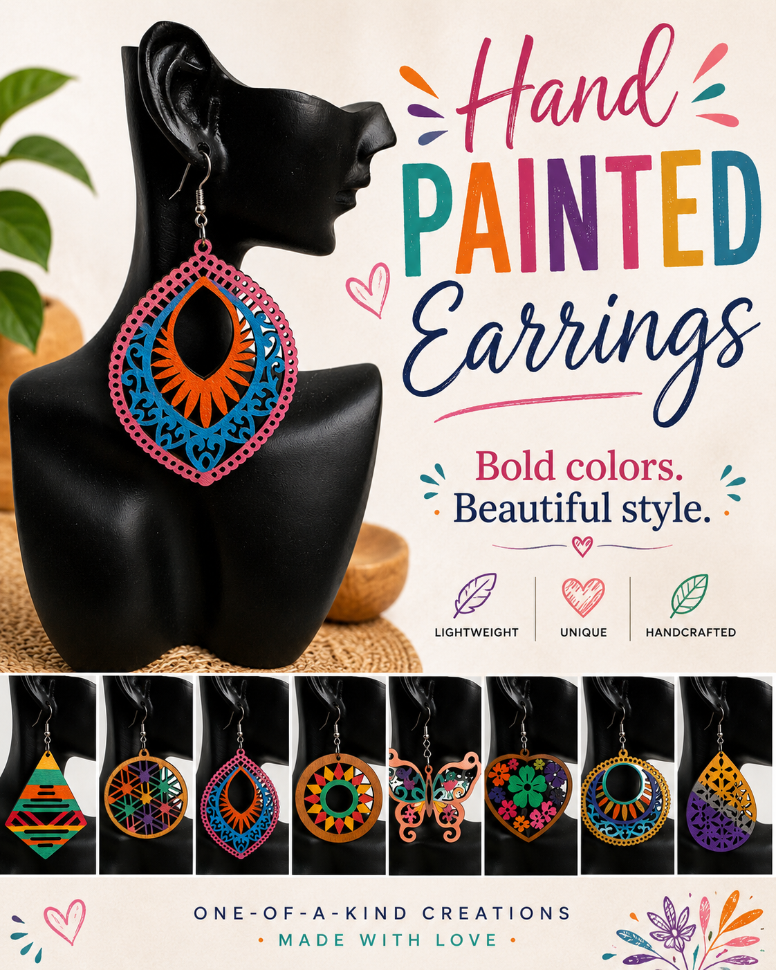 Fabulosity Beautiful Handpainted Earrings