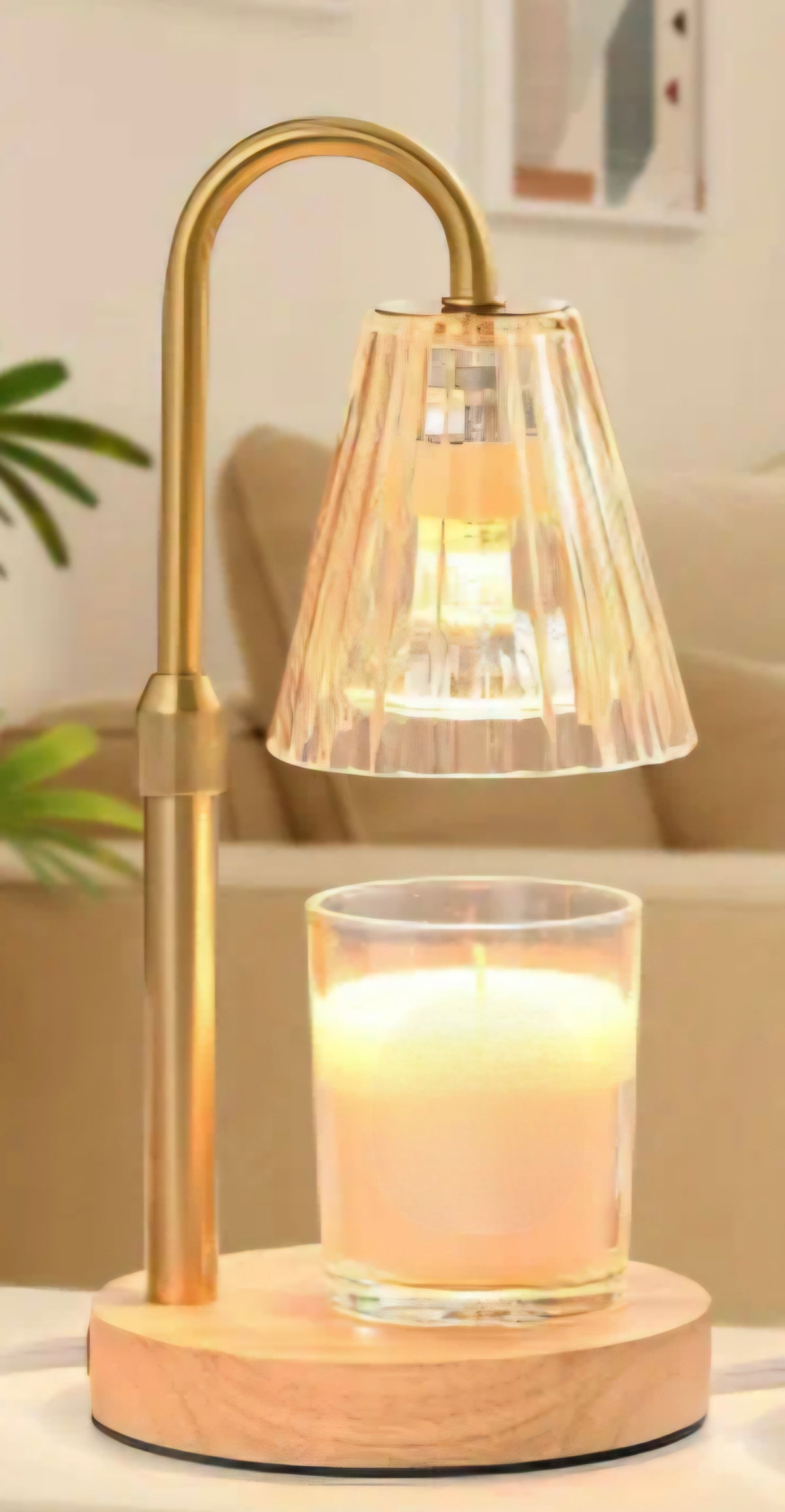 Gold Amber Glass Candle Warmer Lamp