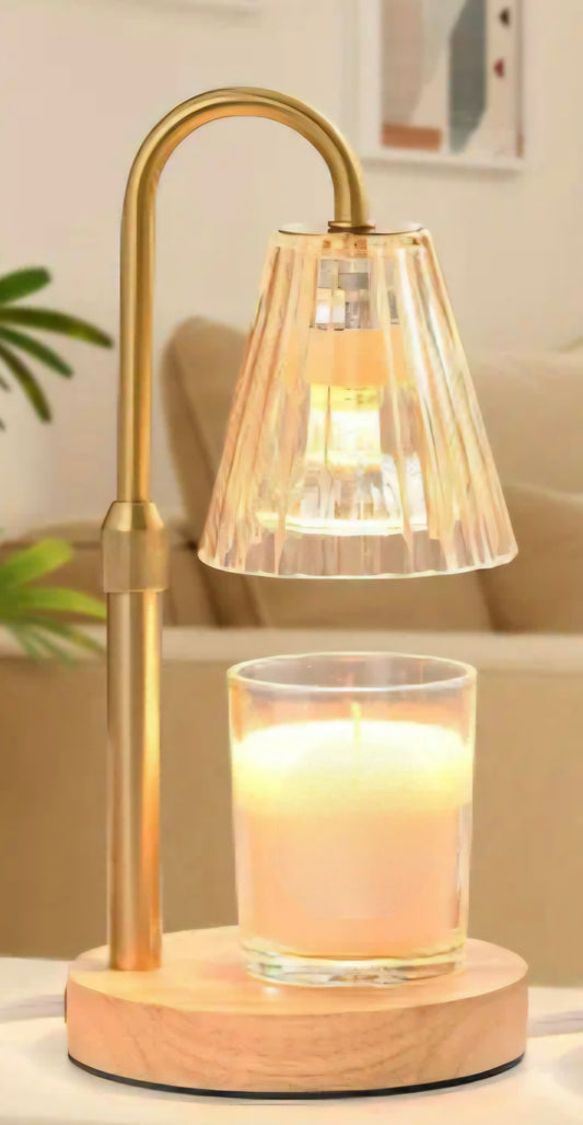 Gold Amber Glass Candle Warmer Lamp