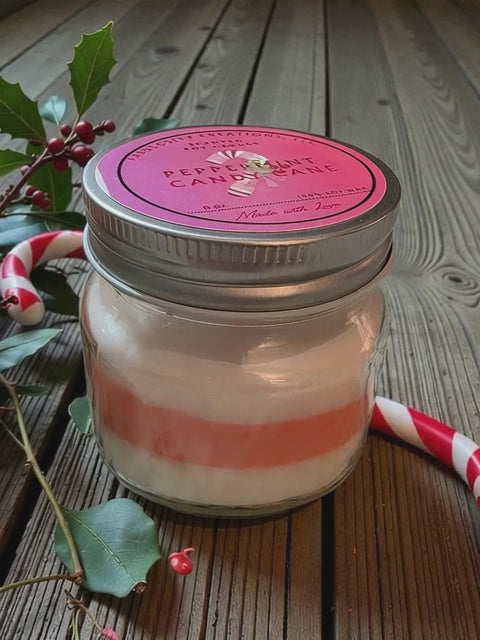 Peppermint Candy Cane 8oz Soy Candle