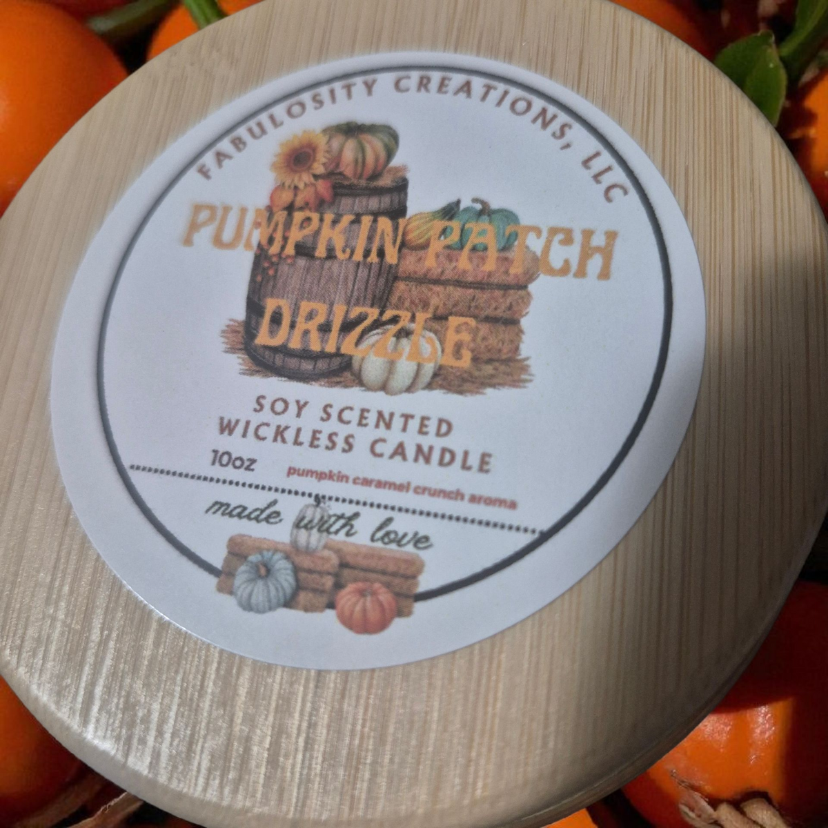 "Pumpkin Patch Drizzle" wickless candle 10oz